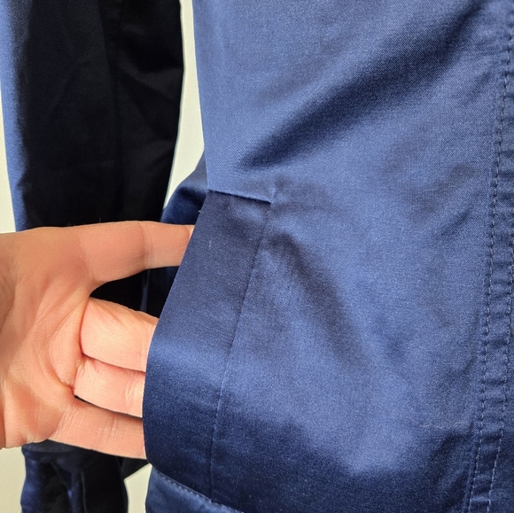 TWELVE BY TWELVE Navy Ruffled Hem Double-Breasted Jacket. Size Small - Picture 4 of 14